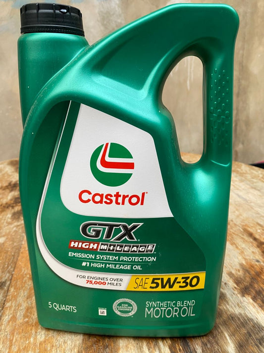 Huile Castrol GTX  5W30  pour kilométrage élevé 5Quarts=4,7Litres